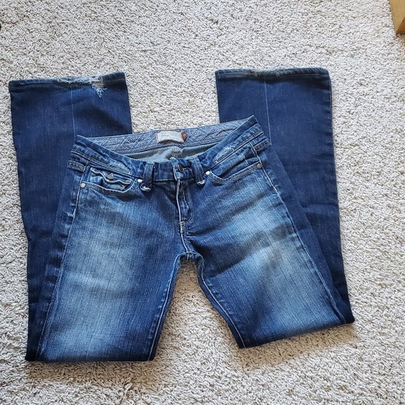 PAIGE Pico Boot Cut Distressed Denim Jeans Size 28 - Picture 1 of 6